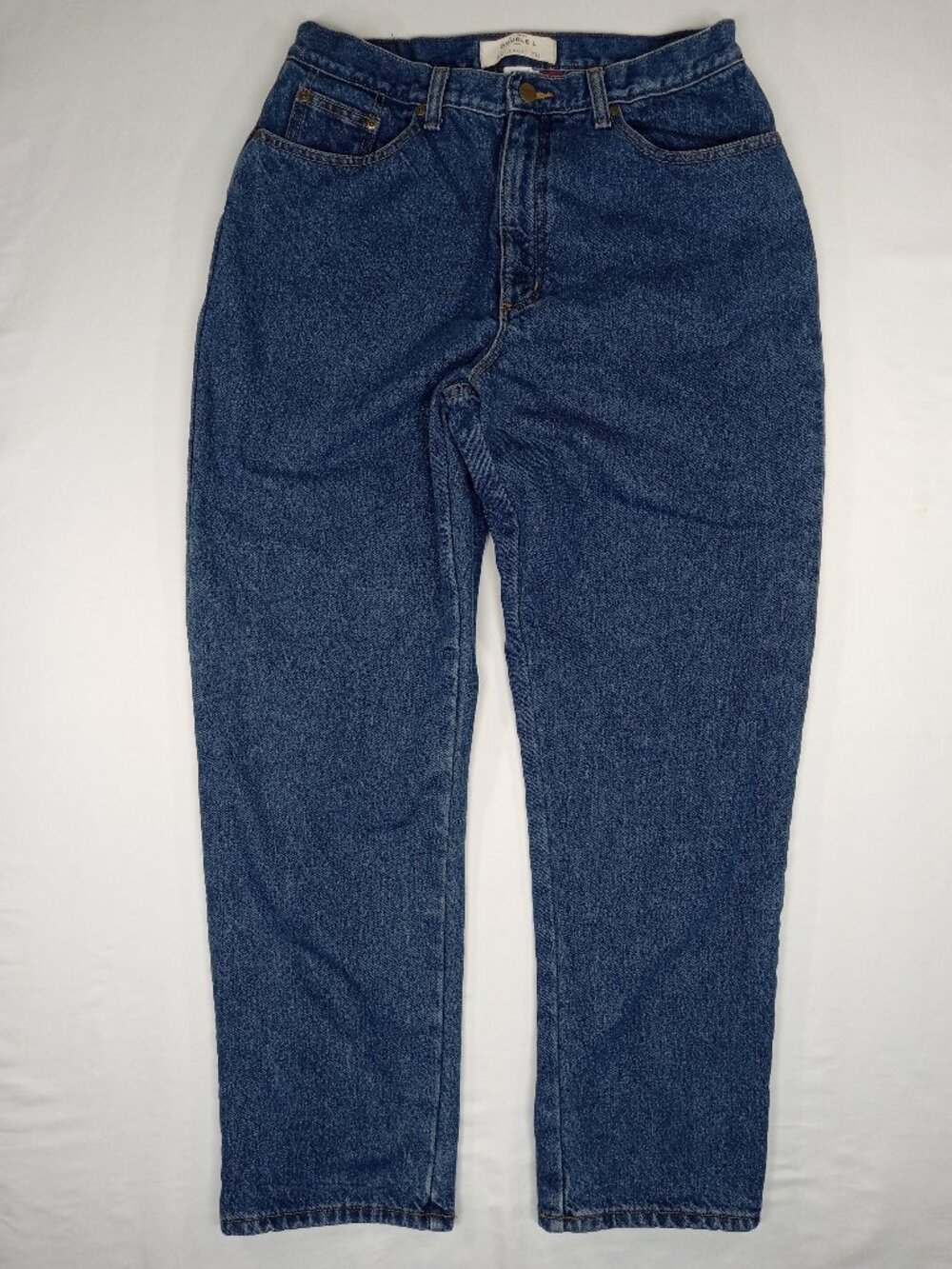 LL Bean Double L Plaid Flannel Lined Jeans Womens 14 Reg Relaxed Fit Denim